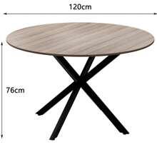 AYYDS Retro Industrial Style Round Dining Table - 120cm Wooden Kitchen Table With Striking Black Metal Legs And Natural Walnut Finish, Kitchen & Dining - Black - View 4