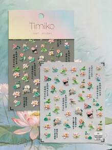 A New Spring And Summer Chinese Style Romantic Landscape Featuring Lotus And Lotus Leaves, Decorated With Three-Dimensional Relief Ink And Floral Threads