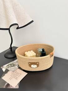 1 pezzo Cesto di immagazzinaggio intrecciato con disegno di orsacchiotto, per organizzare gli articoli per la nursery del bambino, adatto per San Valentino