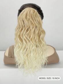 Extensión de cola de caballo, extensión de cabello sintético suave y natural de 16" con pinza de garra para uso diario de mujeres (Rubio)