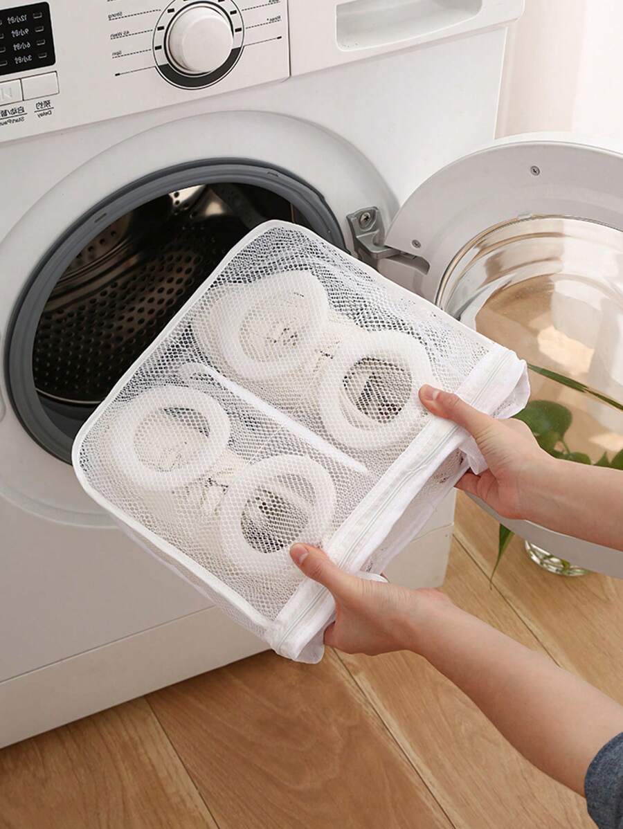 1pc Household Washing Machine Shoe Washing Bag Anti-Deformation Thickened Mesh Bag Summer Shoe Storage Box Can Be Placed In The Washing Machine Can Be Hung To Dry Household Shoe Washing Bag Suitable For Washing Machine And Dryer Travel Portable Storage Bag Laundry