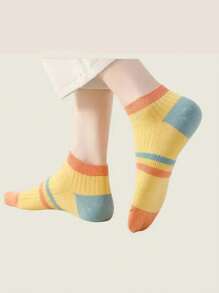 1/5/10 双女士彩色条纹短袜，夏季