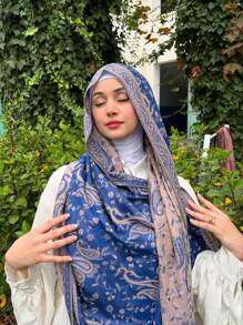 1 件女士波西米亚风格复古佩斯利图案提花围巾，披肩百搭适合日常穿着