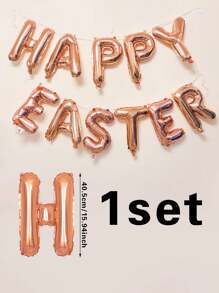 1 个复活节铝箔气球，复活节快乐金属气球，派对装饰，室内/室外，朋友聚会，玫瑰金 - 彩色 - 查看 3