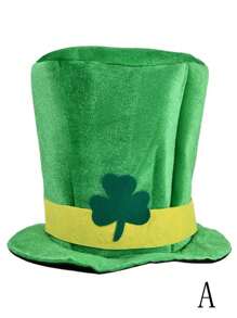 1pc 2025 New St. Patrick's Day Shamrock With Mustache Hat, Irish Top Hat For Performance Party Costume, Suitable For Holiday Party, Handmade Custom, Minor Flaws Normal (Color Difference Normal For Different Batches) - Multicolor - View 4