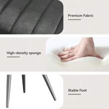 Nalupatio Modern Dining Chairs Set Of 4, Comfy Dining Room Chairs With Thick Cushions, Upholstered Fabric Kitchen Side Chairs With Metal Legs - 黑色 - 查看 6