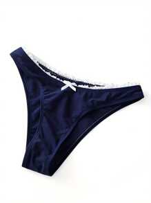 Women's 2 Piece Swimsuit Lace Trim Bow Bikini Set Summer Two Piece Bathing Suit - Màu xanh hải quân - Xem 6