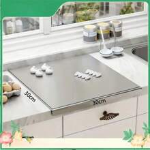 1 块优质不锈钢切菜板 - 耐用防霉砧板滚动表面 - 家庭厨师和烹饪爱好者必备的厨房工具，不锈钢切肉、奶酪、面包、蔬菜和水果砧板，适用于家庭、宿舍、厨房小工具、家庭礼物 - 銀色 - 查看 9