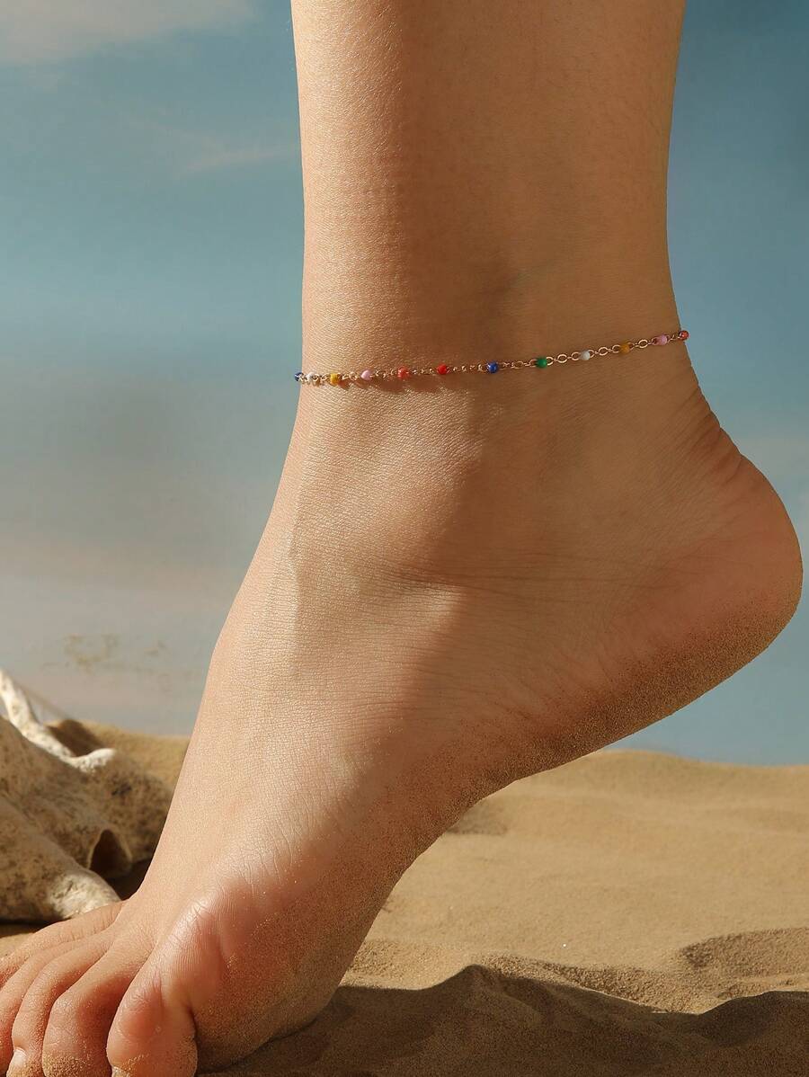 1pc Summer Daisy Flower Anklet For Women Bohemia Ankle On The Leg Bracelet Beach Jewelry Travel Gift - Gold - View 1