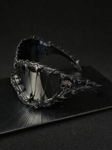 CASHEW FLOWER SKULL 1pc Oversized Skull & Toxic Liquid Drip Resin Mask, Costume Cosplay Ski Goggles, Asymmetrical Unisex Retro Bohemian Elegant Party Metal Decorative Glasses, Thick Vintage Gothic Style Accessories