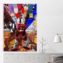Framed West College Dropout Album Collage Canvas Art Poster, Modern Wall Decor For Bedroom & Living Room, Vibrant Music-Themed Canvas Print  High Quality Canvas
