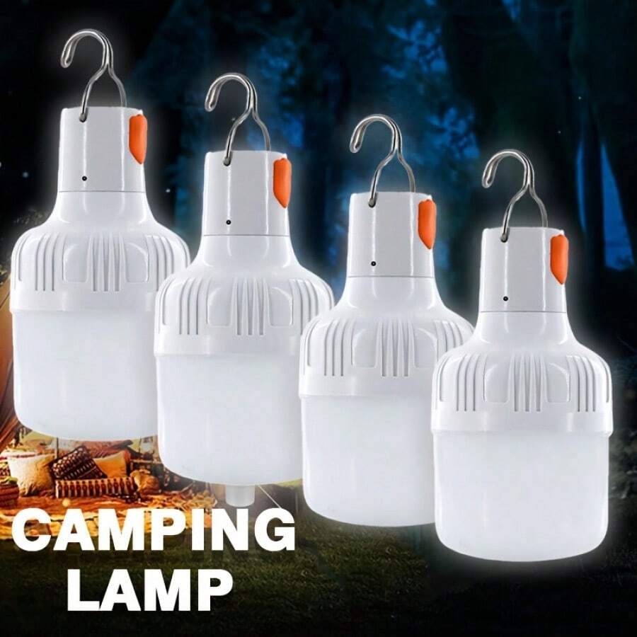 4 件/2 件/1 件可充电 LED 露营灯，带挂钩的多功能手电筒，磨砂 ABS，最大 36V，适用于露营、徒步旅行、探险、登山、应急、度假、露营配件