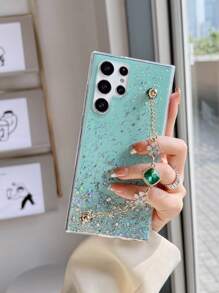 1pc Epoxy Starry Sky Rhinestone Bracelet Phone Case Compatible With Galaxy S22 Ultra S23 Ultra S24 Ultra 5G, Compatible With IPhone 11 12 13 14 15 Pro Max 16 Plus
