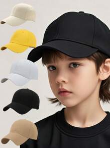 1 pieza/Set Gorra de béisbol de tapa dura de unicolor liso para niños y adultos, Gorra visera, Gorra a juego padre-hijo, Regalo ideal - Multicolor - Ver 2