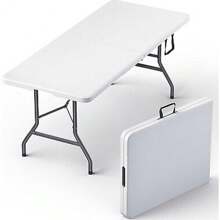 Used 6-Ft Plastic Folding Table - Ideal For Indoor/Outdoor Dining & Party Use - 1 - View 5