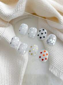 Bộ 8 phụ kiện làm móng lấp lánh trong hộp với hình ngôi sao năm cánh, hình tròn màu vàng và bạc, lấp lánh và dễ đeo. Phù hợp cho tiệm làm móng và người dùng cá nhân, phụ kiện làm móng, đồ trang trí móng, đá quý làm móng. - Nhiều màu - Xem 2