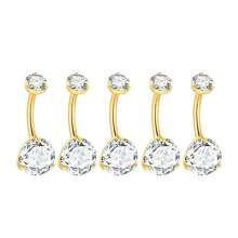 1 件装钛 14G CZ 宝石肚脐环肚脐 Nombril 穿孔 6/8/10/12 毫米条形肚脐穿孔性感珠宝女士