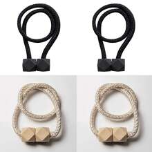 4 piezas de sujetadores de cortinas con imán fuerte y diseño de cuerda gruesa para dormitorio, sala de estar, cocina, accesorio de decoración del hogar de plástico duradero. - 2Negro2beige - Ver 2