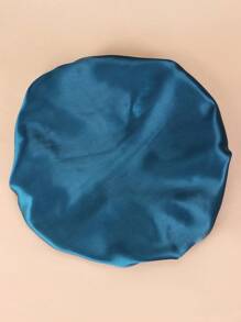 1pc Elastic Solid Color Simple Beanie Hat, Casual Everyday Wear - Ha Qing + Gold - View 2