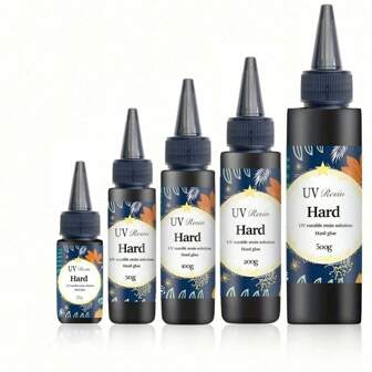 1入組UV樹脂25G/50G/100G/200G/500G-升級版硬質晶瑩透明紫外線固化UV環氧樹脂，適用於工藝珠寶製作藝術裝飾、耳環、項鍊-快速固化、低氣味、透明太陽能固化薄樹脂