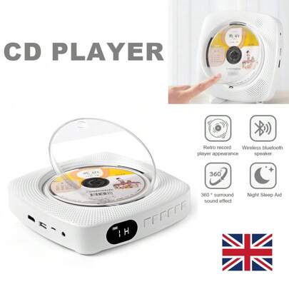 NetHong NEW Rechargeable Desktop CD Player With Bluetooth Portable Personal Cd Players,Portable Music Player For Home Decor