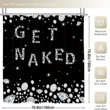 4pcs Diamond And Words Shower Curtain Bathroom Decor, Housewarming Gift Modern Home Decor, Waterproof Shower Curtain And Toilet Floor Mat Three-Piece Set Comes With 12 Shower Curtain Hooks Fall Decor