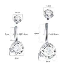 1 件装钛 14G CZ 宝石肚脐环肚脐 Nombril 穿孔 6/8/10/12 毫米条形肚脐穿孔性感珠宝女士