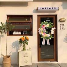 1pc复活节兔子花环家居仿真植物藤条环花环派对装饰门挂道具派对装饰用品节日装饰挂件门挂件