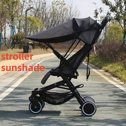 1 件黑色婴儿车遮阳罩，超大超长，遮阳，防紫外线
