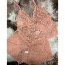 All Lace Cropped Set With Unpadded Briefs Vamp Super Promotion Of The Day Lingerie Night Line - 藕粉色 - 查看 2