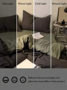 3 件套灰绿色渐变亲肤柔软拉绒羽绒被套 - 綠色 - 查看 5