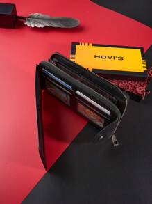 HOVI'S Cartera multifuncional y elegante para negocios, de peso ligero con múltiples compartimentos para tarjetas, de gran capacidad, billetera larga para jóvenes