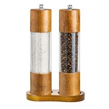 1pc/2pcs/3pcs/4pcs Manual Wooden Pepper Mill With Transparent Acrylic For Black Pepper, Sichuan Pepper, Sea Salt Grinder Seasoning Bottle - Brown - View 10