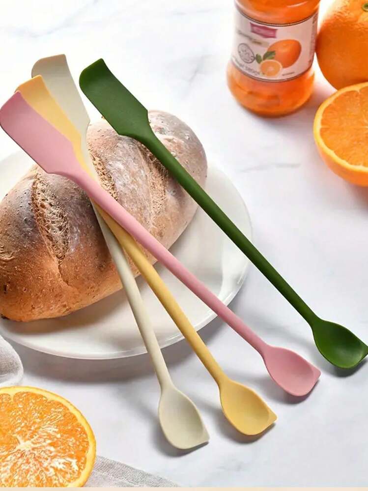 1 Pieza Espátula doble para mermelada, mini raspador multifuncional de silicona con dos cabezales, raspador de botes de mermelada - Multicolor - Añade 1