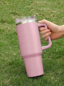 Tasse isotherme personnalisée de 1200 ml / 40 oz, bouteille d'eau en acier inoxydable, tasses à café avec anse, boissons isothermes pour l'extérieur, mug isotherme pour voiture à double paroi, couvercle avec paille en acier inoxydable