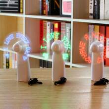 1 pieza Ventilador con texto intermitente personalizado, Ventilador de mano pequeño con texto LED intermitente, Ventilador de escritorio, Ventilador con logotipo iluminado de texto personalizado, Pequeño regalo personalizado de verano, Ventilador pequeño, Ventilador con texto de confesión de San Valentín personalizado, Regalo de San Valentín - Multicolor - Ver 6