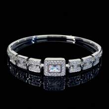 1pc Bracelet, New Hot-Selling Square Cubic Zirconia Design, Fashionable High-End Classic Daily Versatile Accessory