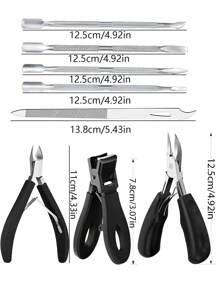 1/2/3/5/7/8pcs Manicure Tools & Ingrown Nail Clipper Kit, Nail Cutter, Nail Clipper, Nail File, Cuticle Nipper With Pusher, Callus Remover, Stainless Steel Double-Head Pusher, Nail Scraper, Nail File, Professional Pedicure Manicure Set