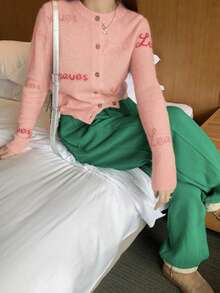 Pink Cardigan Long Sleeve Women Sweater Soft & Sweet Top - Pink - View 4