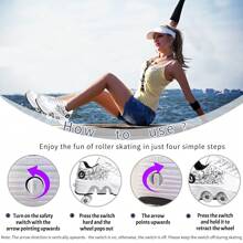 yousulun Deformation Shoes With Retractable Wheels, White Flower Roller Skates, Outdoor/ Indoor Rollerskates For Men And Women, Multi-Functional Shoes For Running& Skating - Hoa màu trắng - Xem 5