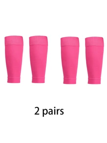 2 paires de chaussettes de compression de football de couleur unie simples, manches de jambe serrées, convenant au football, au basketball, au cyclisme et à d'autres sports de plein air