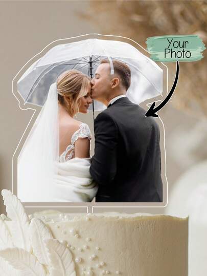 1Pc Custom Photo Acrylic Cake Topper, Personalized Dessert Table Decor For Parties, Unique Baking Accessory, Memorable Unique Gift For Anniversary, Birthday And Wedding, Personalized Photo Cake Topper, Ideal For Christmas And Valentine'S Day,Housewarming Gifts, Mother'S Day Gift, Father'S Day Gift, Gift For Mom/Dad, Gift For Him/Boyfriend/Husband, Gift For Her/Girlfriend/Wife.,Wedding Essentials