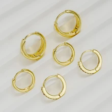 6pcs Set Minimalist Copper Zirconia Earrings, Suitable For Everyday Wear For Women - Yellow Gold - View 5