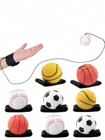 Wrist Rebound Ball 2.36 Inch Rebound Ball With Strap Telescopic Ball Rubber Sports Ball With Rope Elastic Rope Wrist Ball Is Suitable For Young Adults Wrist Exercise.
