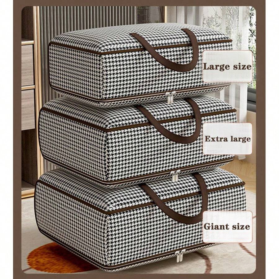 1 Túi đựng đồ di chuyển dạng lưới Thousand-Bird nâng cấp, Túi du lịch chống bụi và chống ẩm dày, Túi đựng đồ gia dụng đa năng dung tích lớn. - Chó săn đen trắng - Xem 1