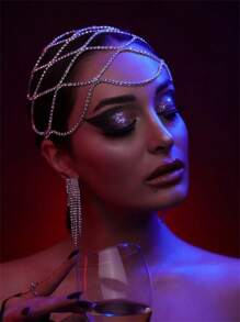 Rhinestone Mesh Headchain, Suitable For Formal Occasions - Multicolor - View 2