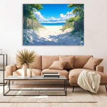 Canvas Wall Art, The Beach Is Of Natural Beauty, Landscape Pictures, Wall Pictures, Large Artwork, Wall Prints, Wall Art Decor, Big Wall Art, Large Landscape Wall Art, For Bedroom, Living Room, Bathroom, Bookstore Etc Various Scenes.