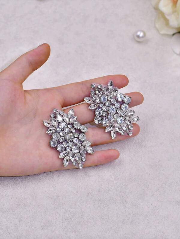 1 par de adesivos decorativos de gota d'água de diamante de vidro feitos à mão, adequados para sapatos, roupas e bolsas