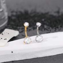 1 件装钛 14G CZ 宝石肚脐环肚脐 Nombril 穿孔 6/8/10/12 毫米条形肚脐穿孔性感珠宝女士