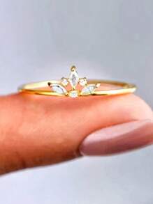 1 pieza Anillo de joyería de boda elegante de plata de ley 925 con circonita cúbica para mujer, joyería fina